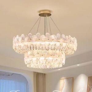 a Modern Luxury Glass Flower Crystal Chandelier