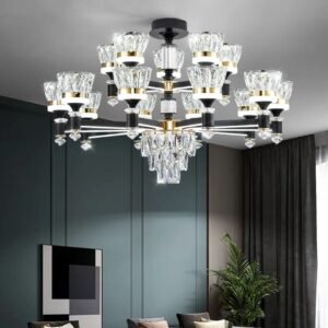 12 Heads Modern Luxury Iron Crystal Cup-Shaped Large Chandelier