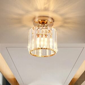 Gold Stainless Steel Crystal Surface Mount Ceiling Light Chandelier