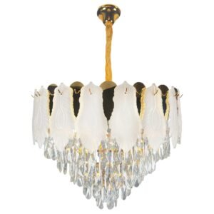 Modern Luxury Golden Aluminum Feather Crystal Chandelier