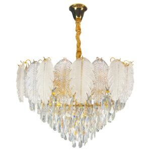 Modern Luxury Golden Feather Crystal Chandelier